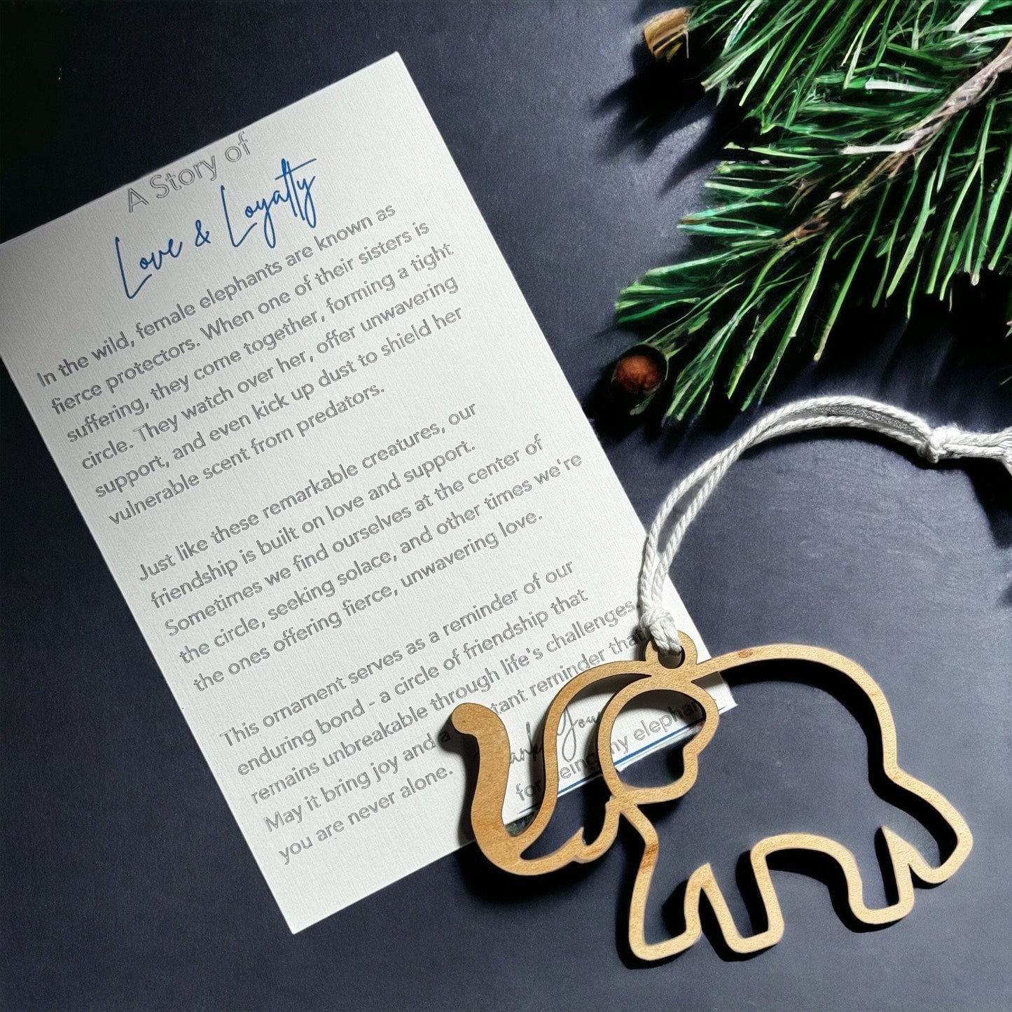 Wooden Elephant Ornament Christmas Tree Decoration Friendship Gift Handcrafted Wood Decor Holiday Ornament Birthday Present Meaningful Gift