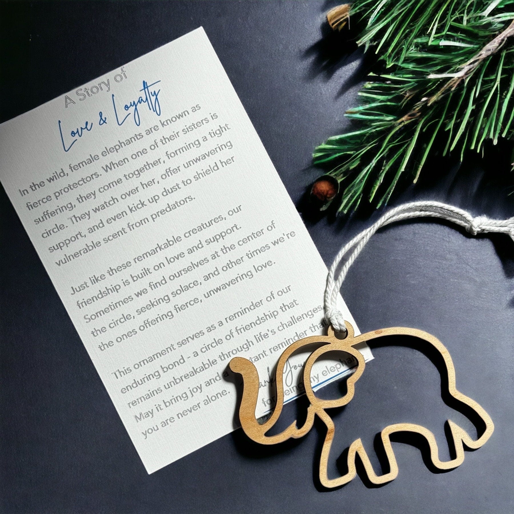 Wooden Elephant Ornament Christmas Tree Decoration Friendship Gift Handcrafted Wood Decor Holiday Ornament Birthday Present Meaningful Gift
