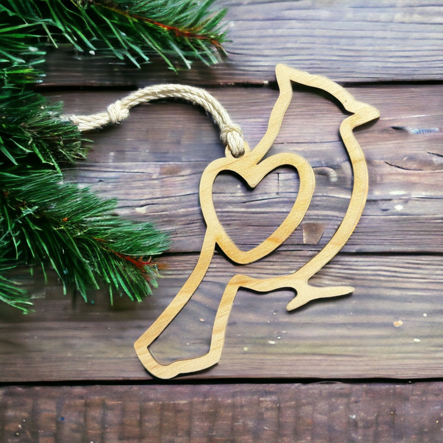 Handcrafted Wooden Cardinal Ornament: Memorial Gift with Inspirational Message