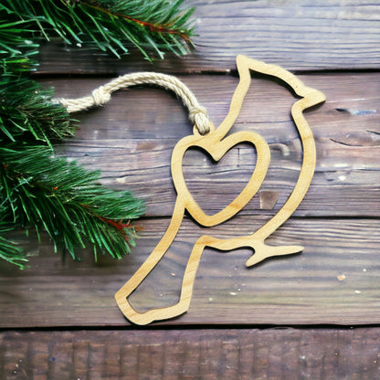 Handcrafted Wooden Cardinal Ornament: Memorial Gift with Inspirational Message