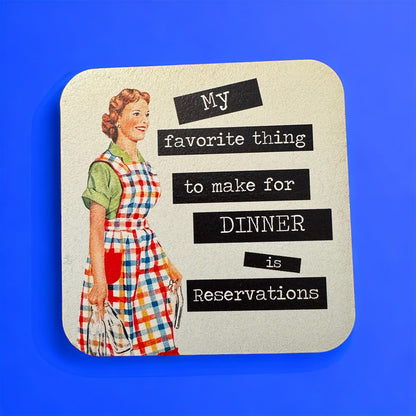 Funny 1950s Housewife Magnet: Dinner Reservations, Retro Kitchen Decor