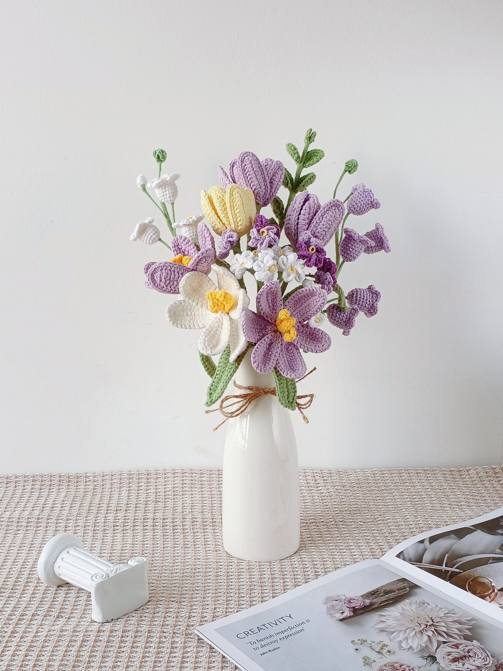 Crochet flowers bouquet, Everlasting Tulips, Pink, Purple, Blue, Graduation, gift for mother, gift for her, birthday gift, mom, memorial day