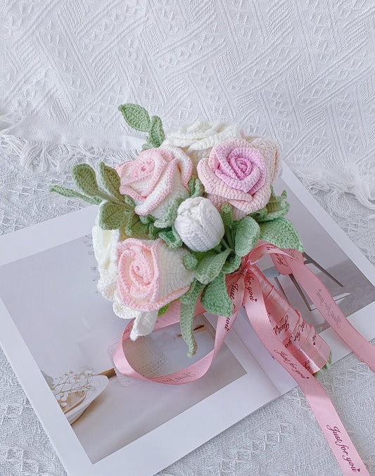 Handmade Crochet Rose Bouquet: Wedding Bridal Decor