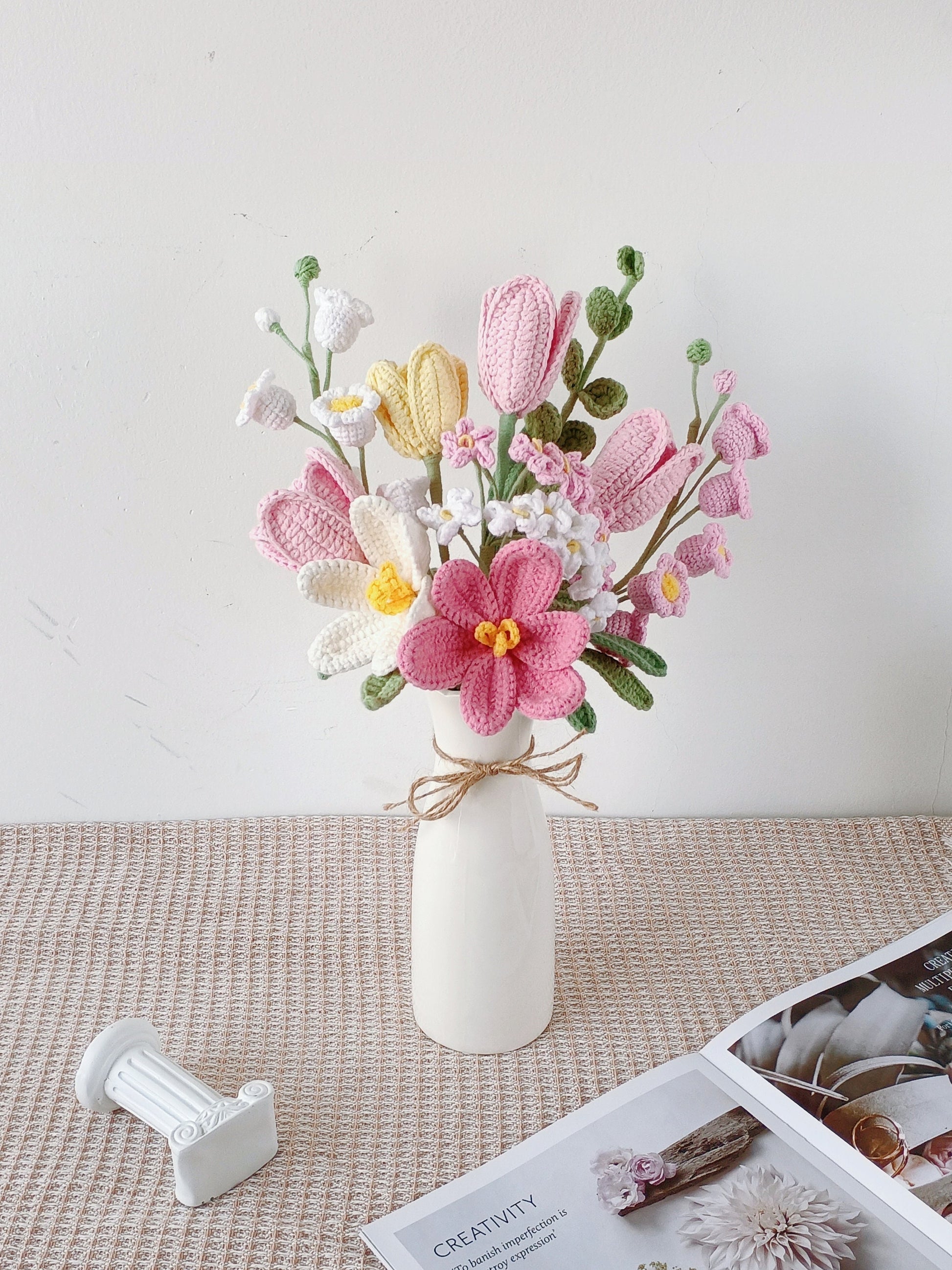 Crochet flowers bouquet, Everlasting Tulips, Pink, Purple, Blue, Graduation, gift for mother, gift for her, birthday gift, mom, memorial day