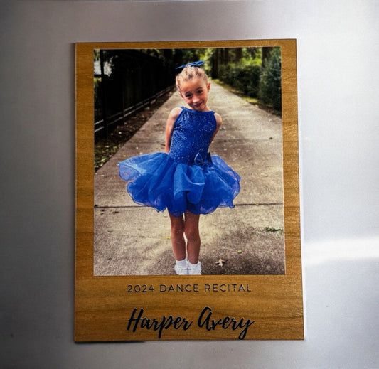 Customizable Wooden Photo Magnet: Dance Recital Keepsake