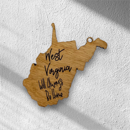 Engraved Wood West Virginia Ornament: WV State Christmas Decor