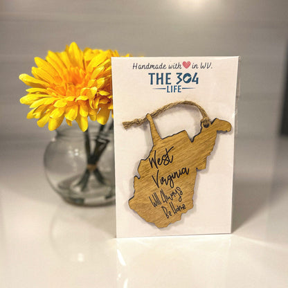 Engraved Wood West Virginia Ornament: WV State Christmas Decor