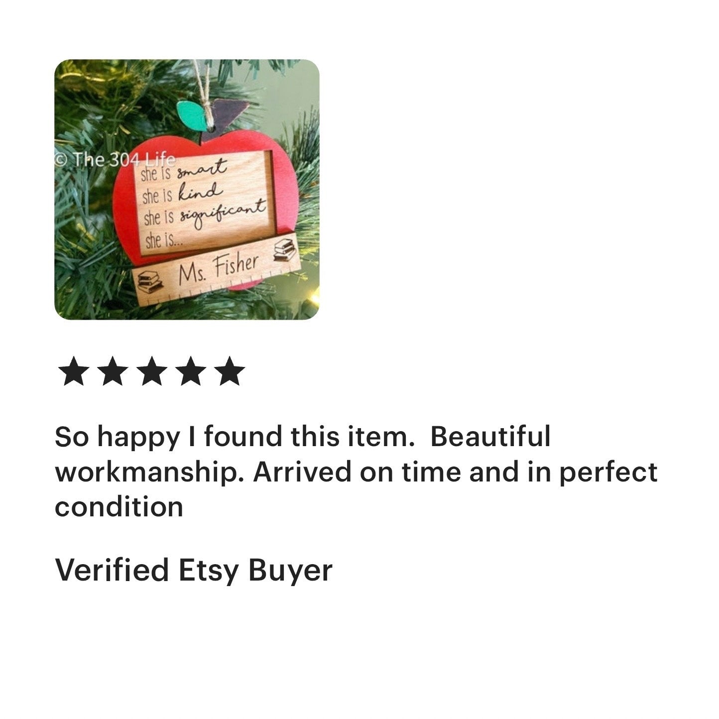 Personalized Teacher Ornament: Engraved Apple, Custom Wood Gift