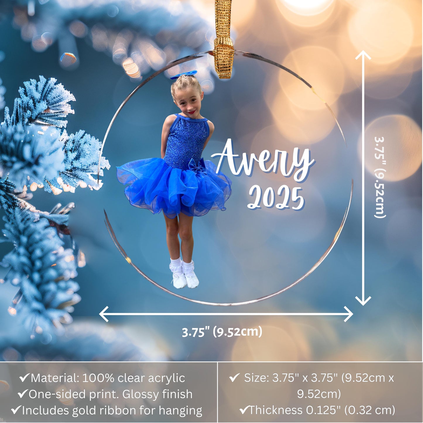 Personalized Dance Ornament Custom Photo Keepsake Recital Gift Christmas Tree Decoration Yearly Milestone Dance Mom Dad Teacher Gift Acrylic