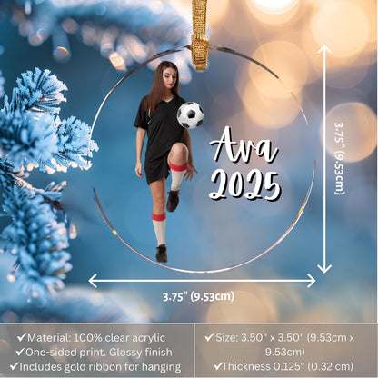 Personalized Girl Soccer Photo Ornament: Acrylic Team Keepsake Gift