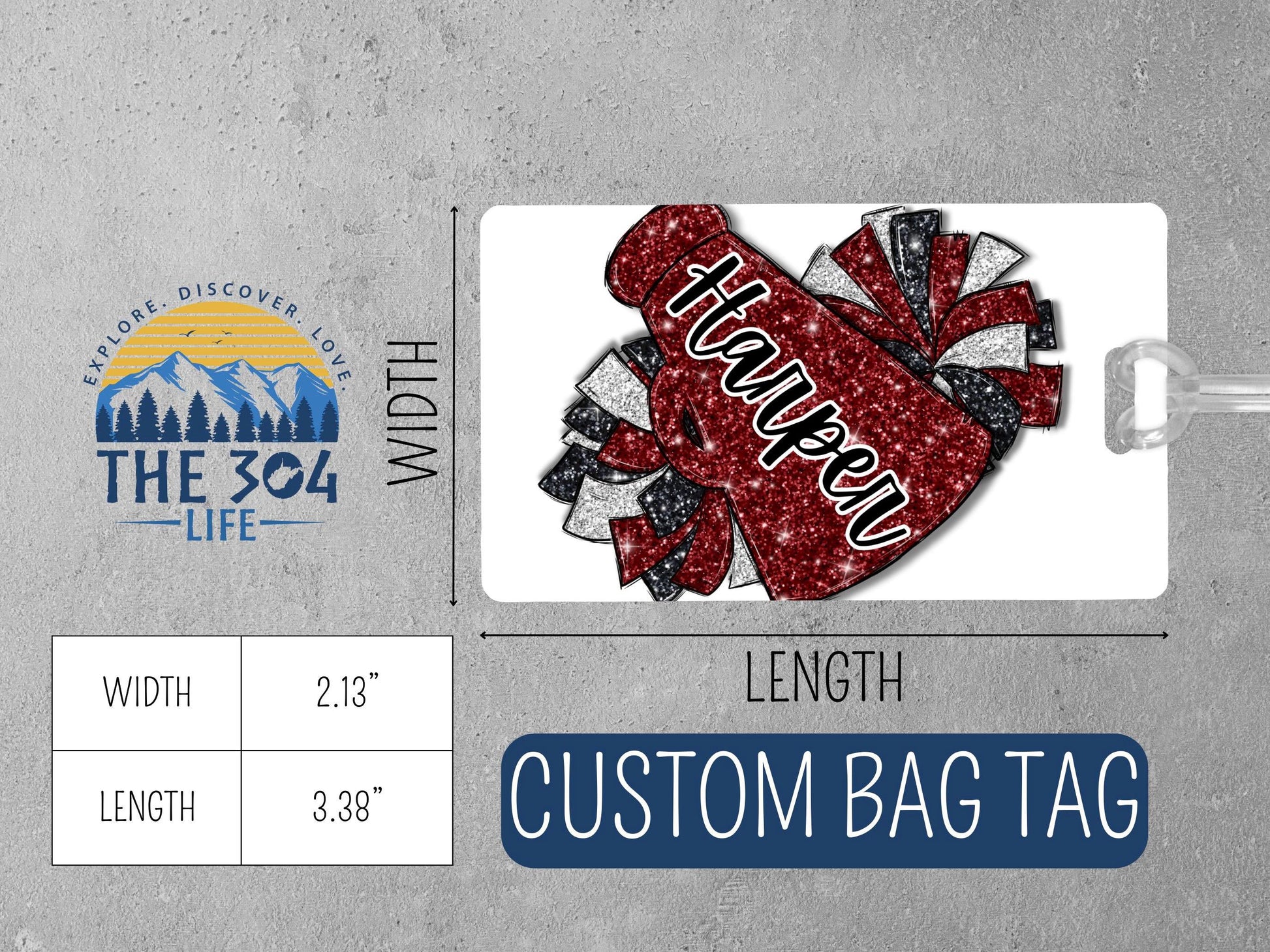 Personalized Cheer Bag Tag Custom Cheerleader Name Badge Glitter Megaphone Backpack Charm Cheerleading Gift for Girls Sports ID