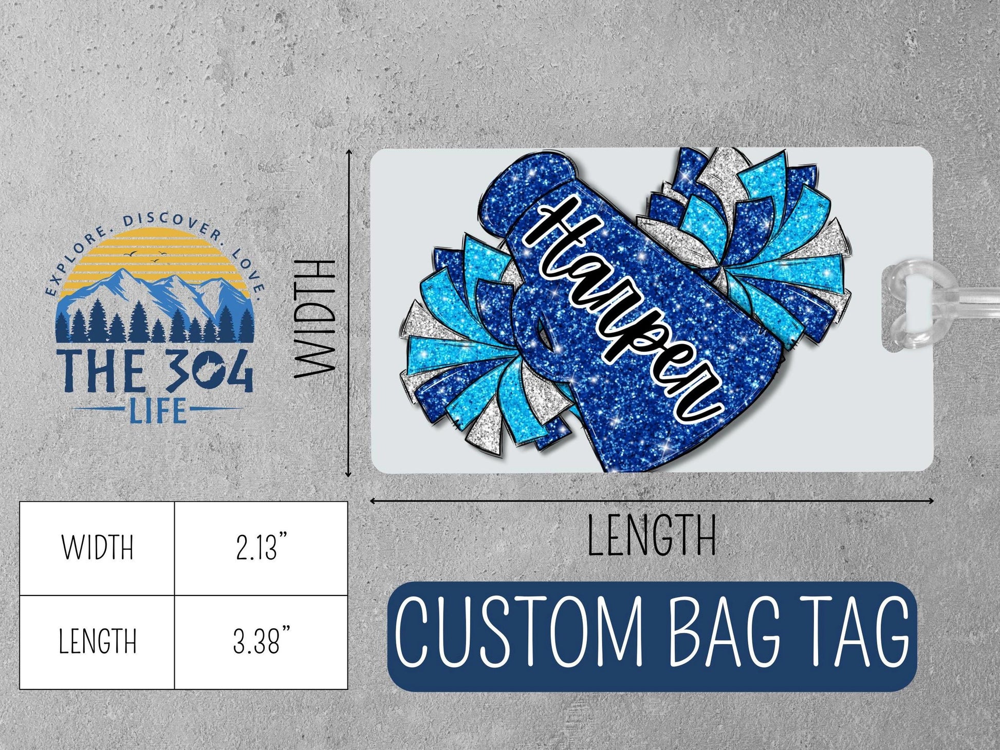 Personalized Cheerleader Bag Tag Custom Name Cheer Megaphone Luggage Tag Glitter Cheerleading Backpack Tag Team Gift for Cheer Squad