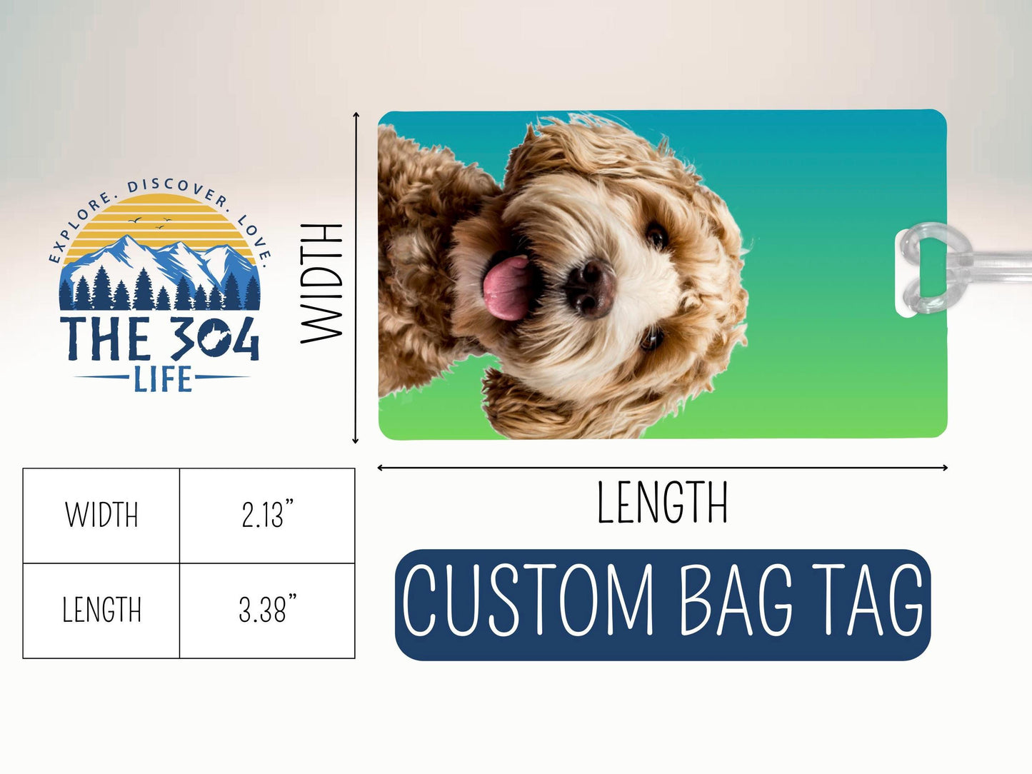 Custom Pet Photo Luggage Tag: Dog Travel Tag, Animal Label
