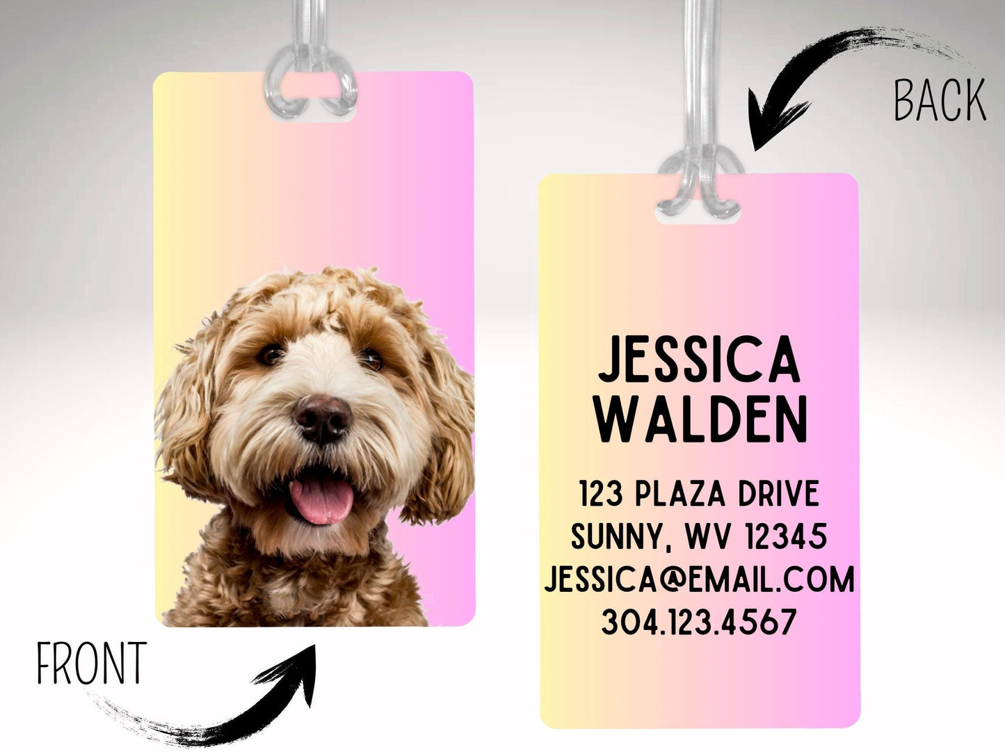 Personalized Pet Luggage Tag Custom Dog Photo Bag Tag Travel Gift for Pet Lovers Custom Cat Tag for Suitcase Backpack Carry On