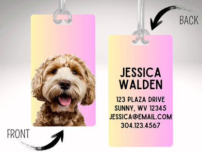 Personalized Pet Luggage Tag Custom Dog Photo Bag Tag Travel Gift for Pet Lovers Custom Cat Tag for Suitcase Backpack Carry On