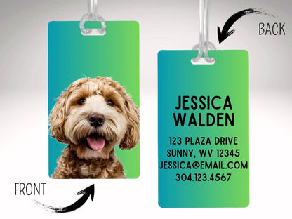 Custom Pet Photo Luggage Tag: Dog Travel Tag, Animal Label