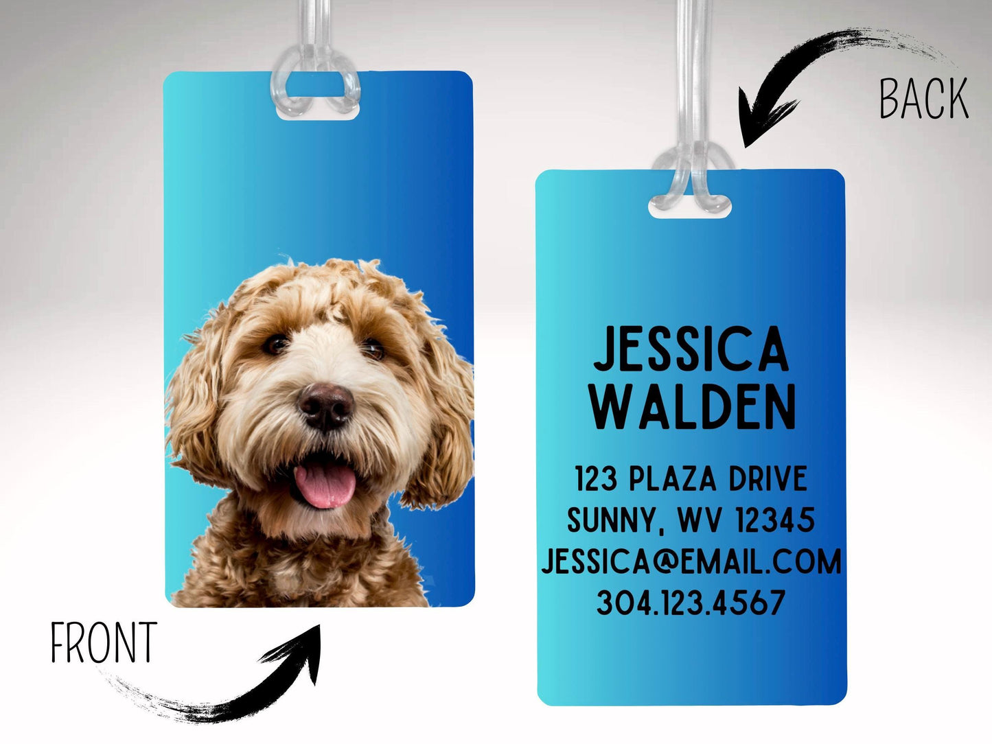 Custom Pet Photo Luggage Tag: Personalized Dog Travel ID