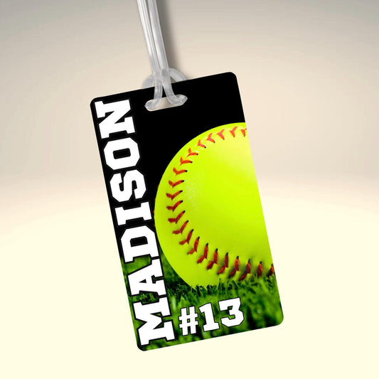 Personalized Softball Bag Tag Sports Team Luggage Tag for Player Backpack ID Custom Team Gift for Coach and Athletes Customized Name Tag