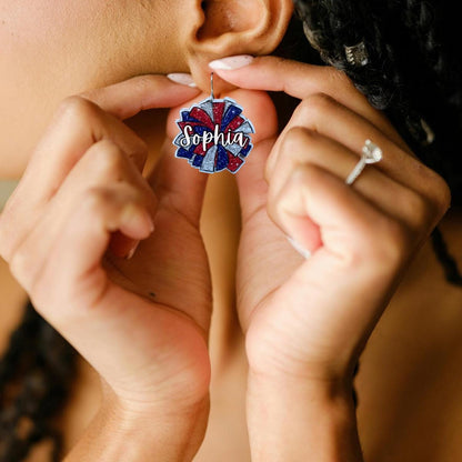 Cheer Mom Earrings Custom Acrylic Pom Pom Jewelry for Game Day Spirit School Sports Team Gifts Dance Mom Accessories
