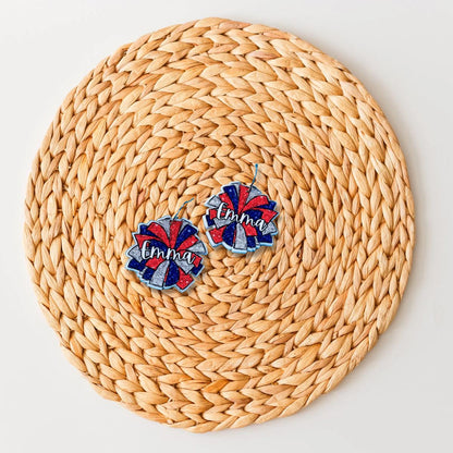 Cheer Mom Earrings Custom Acrylic Pom Pom Jewelry for Game Day Spirit School Sports Team Gifts Dance Mom Accessories