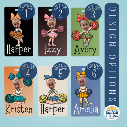 Custom Cheerleader Bag Tag: Personalized Portrait Gift