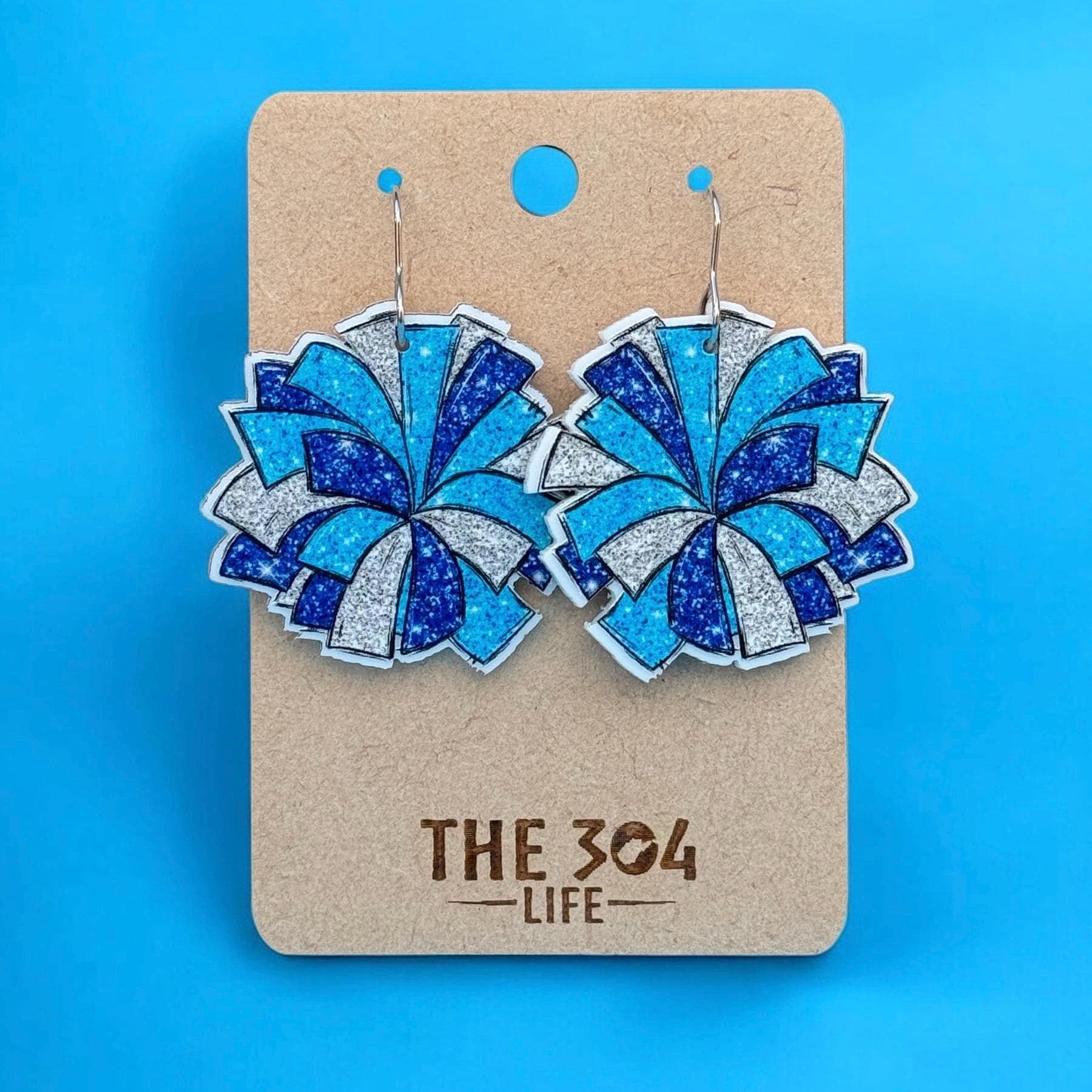 Cheerleader Pom Pom Earrings Dance Team Jewelry Spirit Squad Gift Pep Rally Earrings Cheer Mom Accessory Game Day Cheer Jewelry