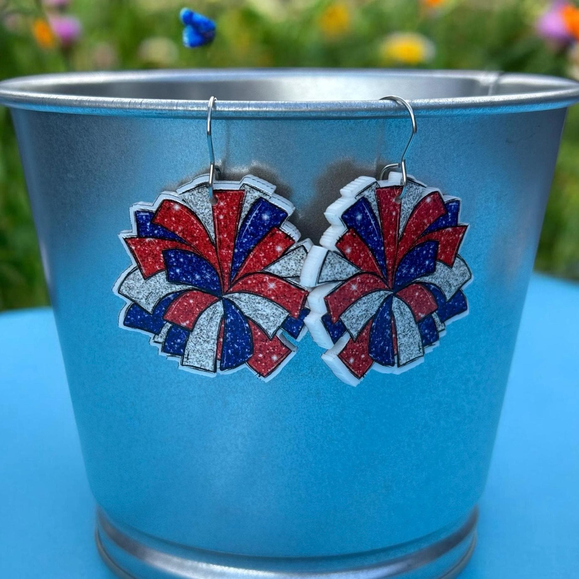 Acrylic Cheerleader Pom Pom Earrings: Spirit Squad Jewelry