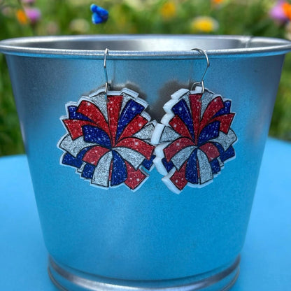 Acrylic Cheerleader Pom Pom Earrings: Spirit Squad Jewelry