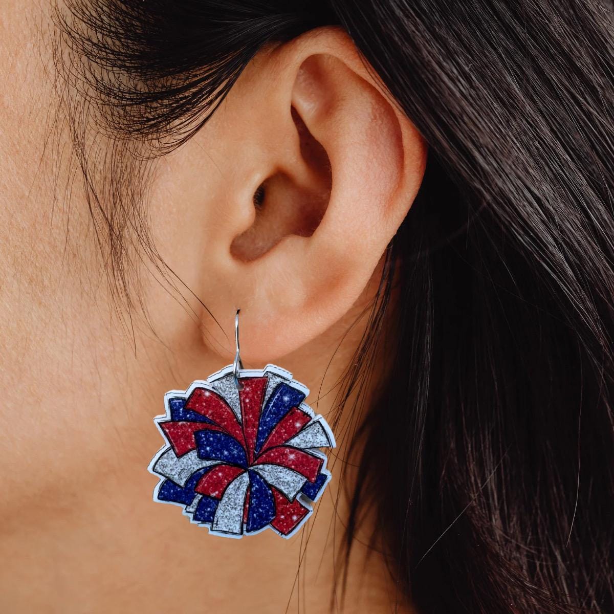 Acrylic Cheerleader Pom Pom Earrings: Spirit Squad Jewelry