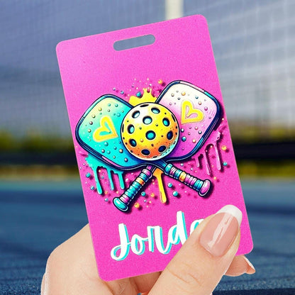 Personalized Pickleball Bag Tag Custom Paddle Sports Luggage Tag Gift for Pickleball Player Team Name Tag Tournament Gift Gear ID Tag