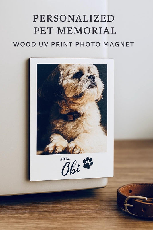 Pet Magnet Memorial Gift Custom Photo Magnet Wood Pet Portrait Picture Keepsake for Dog Owner Pet Loss Sympathy Gift Photo Tribute