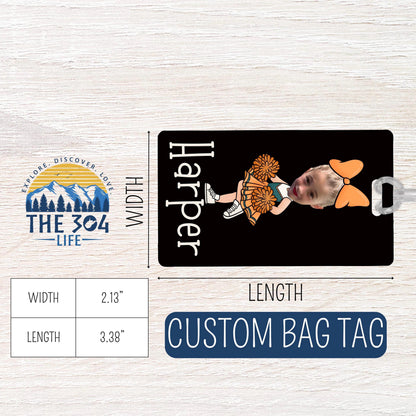 Custom Cheerleader Bag Tag: Personalized Portrait Gift