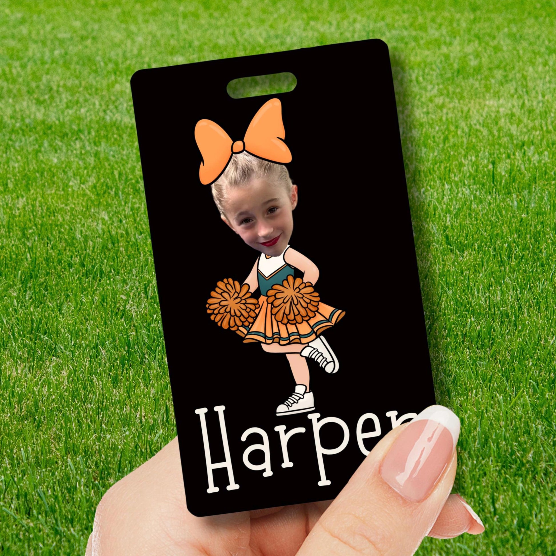 Custom Cheerleader Bag Tag: Personalized Portrait Gift