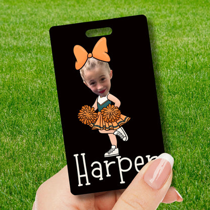 Custom Cheerleader Bag Tag: Personalized Portrait Gift