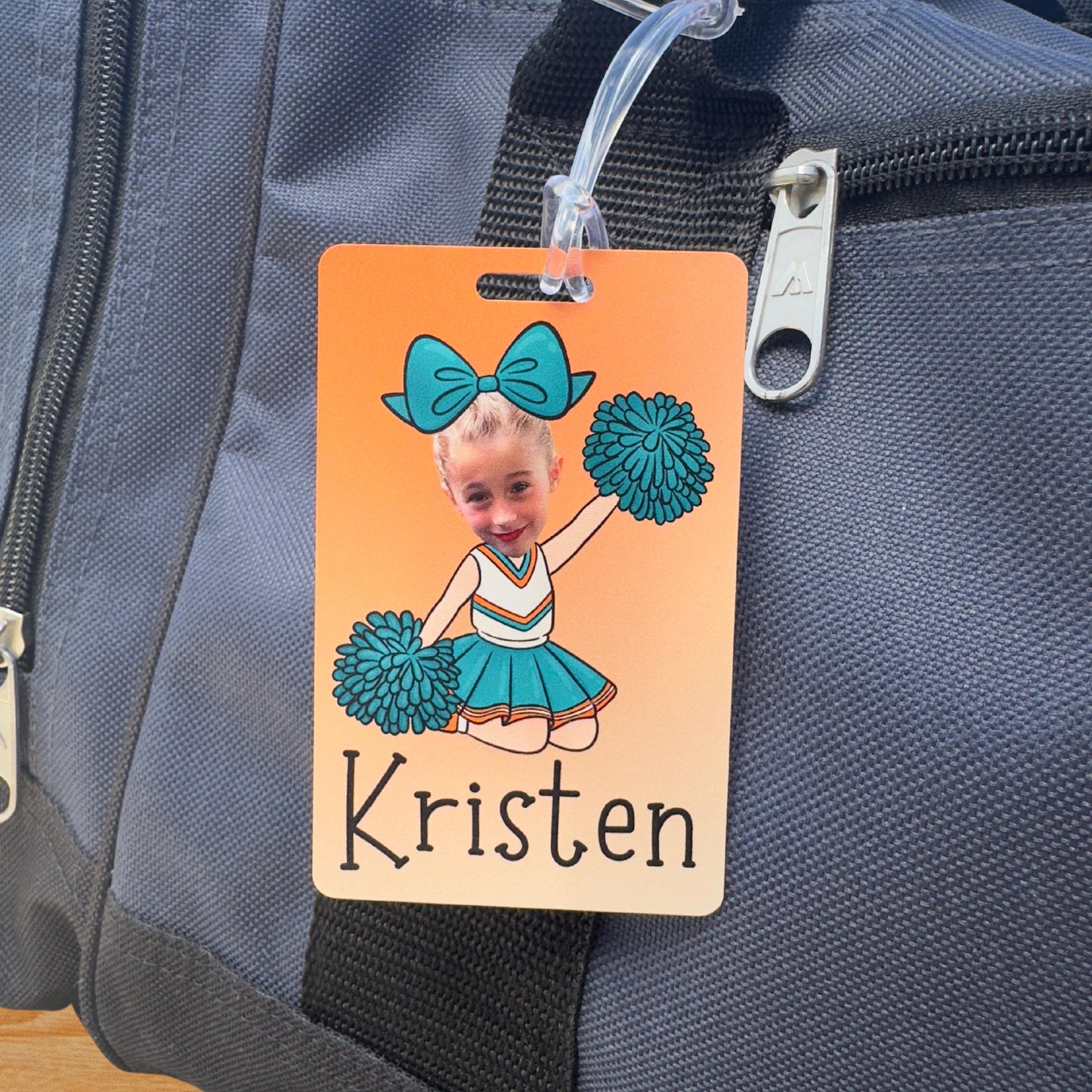 Custom Cheerleader Bag Tag: Personalized Portrait Gift