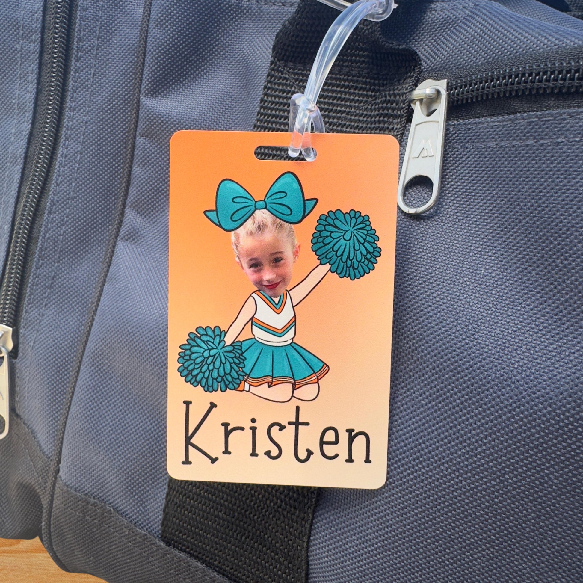 Custom Cheerleader Bag Tag: Personalized Portrait Gift