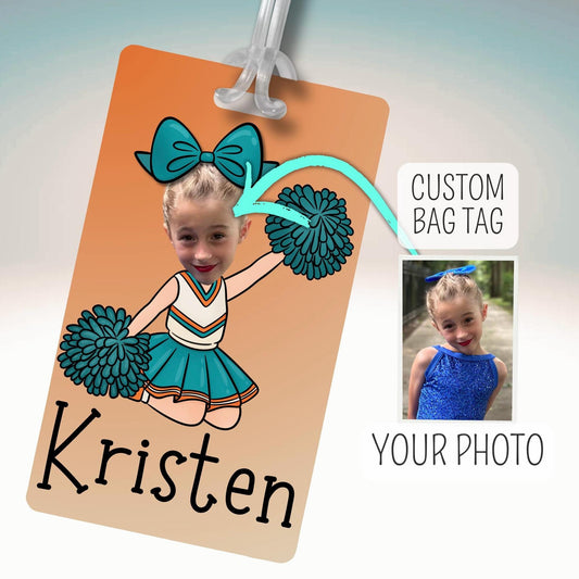 Custom Cheerleader Bag Tag: Personalized Portrait Gift