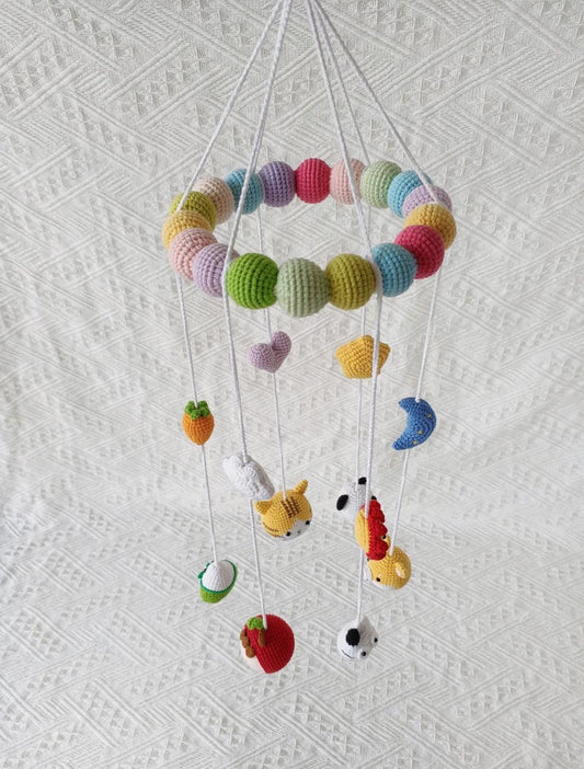 Handmade Crochet Baby Mobile: Animal & Nature Theme Crib Hanging