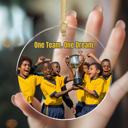 Boy Soccer Ornament Personalized Kids Photo Soccer Keepsake Gift Christmas Decoration Yearly Milestone Soccer Mom Dad Grandparent Gift