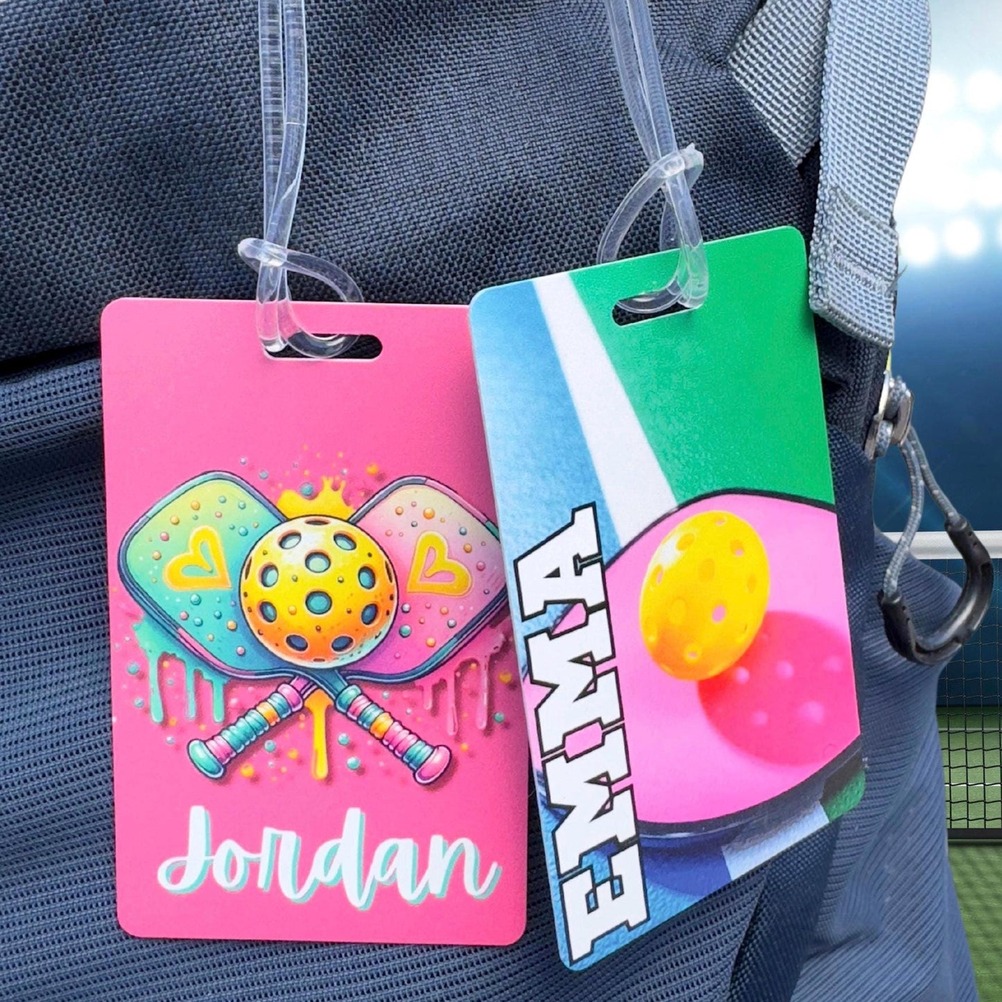 Personalized Pickleball Bag Tag Custom Paddle Sports Luggage Tag Gift for Pickleball Player Team Name Tag Tournament Gift Gear ID Tag