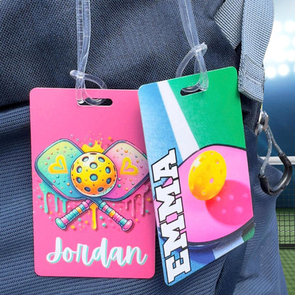 Personalized Pickleball Bag Tag Custom Paddle Sports Luggage Tag Gift for Pickleball Player Team Name Tag Tournament Gift Gear ID Tag