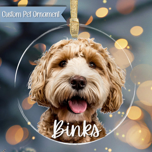 Custom Dog Photo Ornament: Personalized Acrylic Pet Memorial Gift
