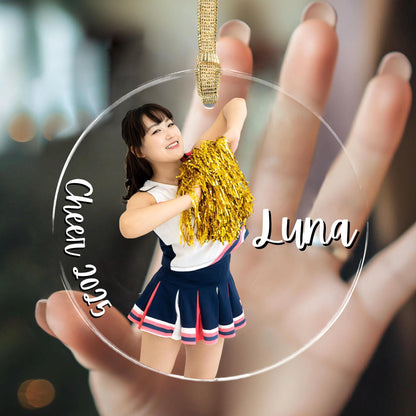 Personalized Cheerleader Ornament Custom Photo Cheer Gift for Girls Cheerleading Team Keepsake Christmas Tree Decoration Senior Night Memory