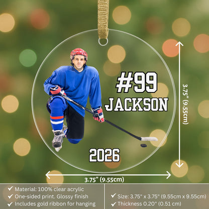 Personalized Ice Hockey Photo Ornament: Custom Christmas Keepsake Gift