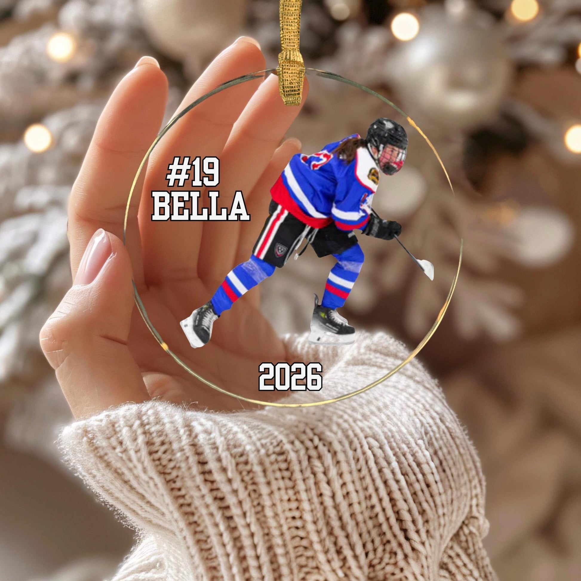Personalized Ice Hockey Photo Ornament: Custom Christmas Keepsake Gift