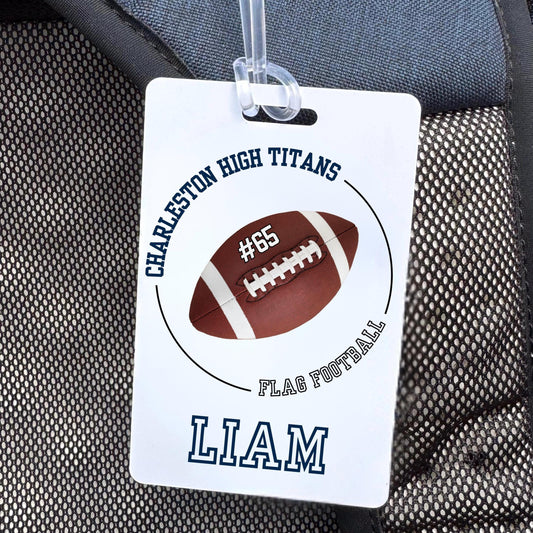 Personalized Flag Football Bag Tag Custom Team Name Tag Sports Backpack ID Tag for Player Coach Team Orders End of Season Senior Gift