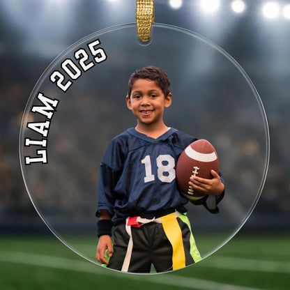 Custom Flag Football Ornament Custom Sport Photo Keepsake Team Gift for Player Coach Mom Dad Son Yearly Milestone Christmas Decoration