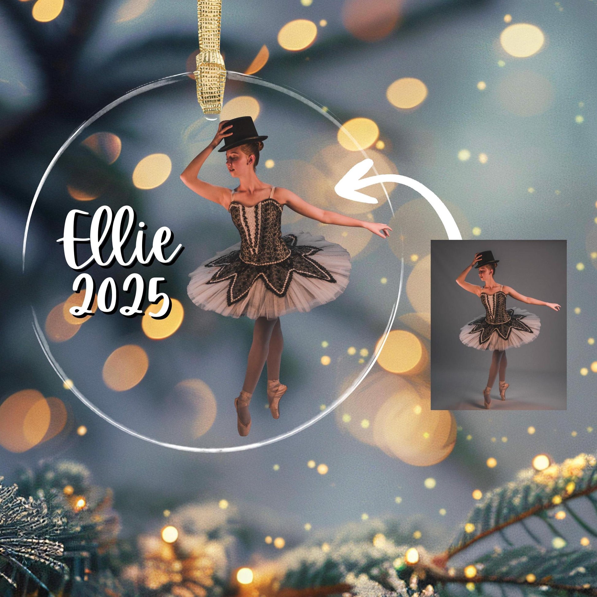 Personalized Dance Ornament Custom Photo Keepsake Recital Gift Christmas Tree Decoration Yearly Milestone Dance Mom Dad Teacher Gift Acrylic