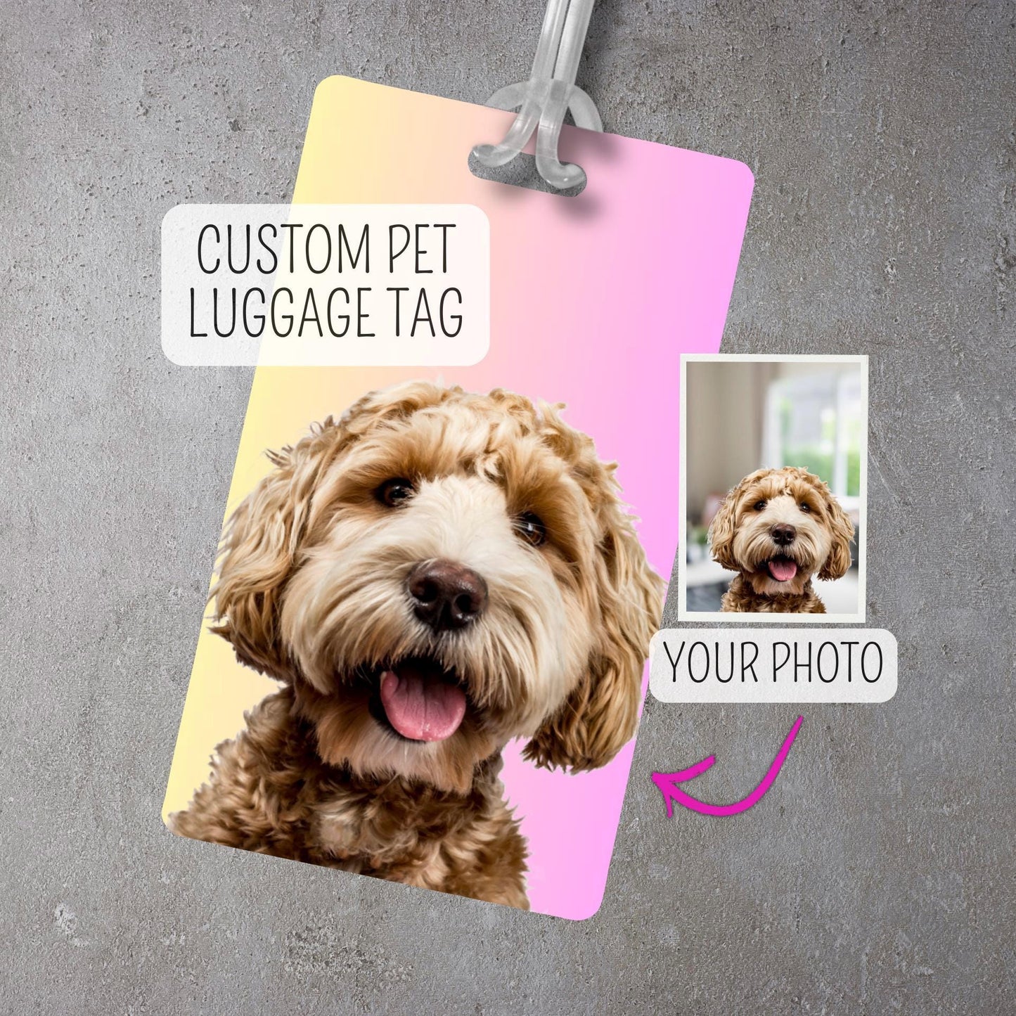 Personalized Pet Luggage Tag Custom Dog Photo Bag Tag Travel Gift for Pet Lovers Custom Cat Tag for Suitcase Backpack Carry On