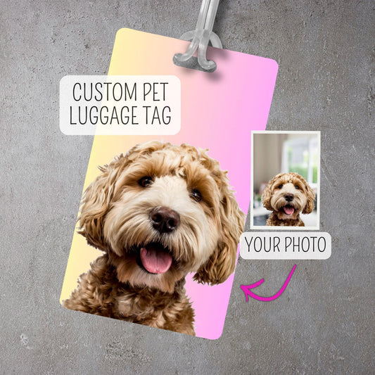 Personalized Pet Luggage Tag Custom Dog Photo Bag Tag Travel Gift for Pet Lovers Custom Cat Tag for Suitcase Backpack Carry On